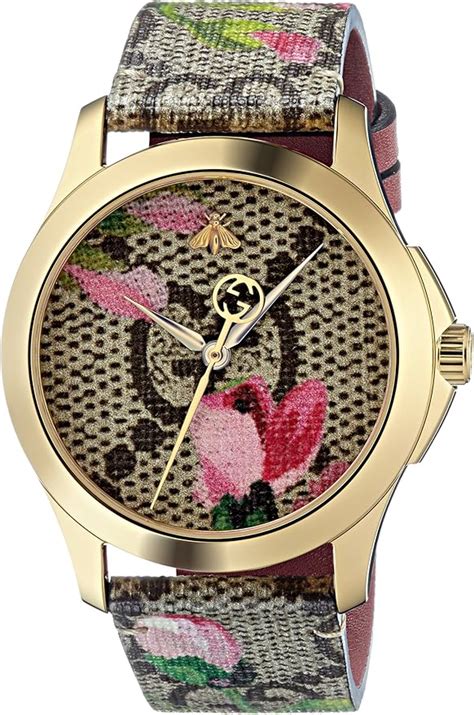 pink gold gucci watch|Gucci floral watch.